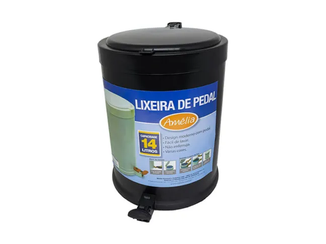 Lixeira Pedal Preta Reciclado