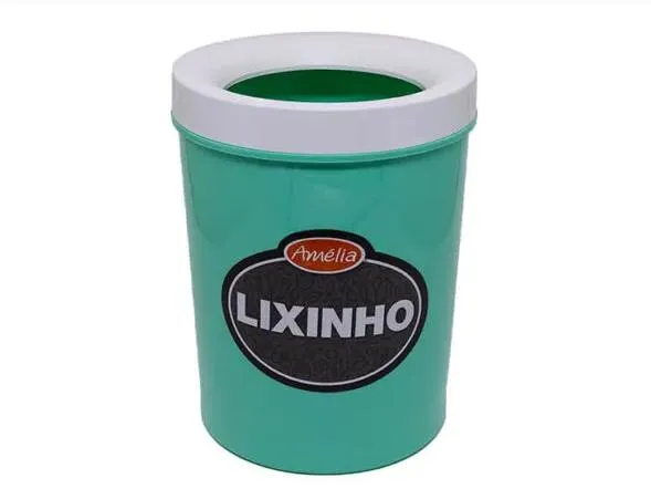 Lixinho sem tampa verde para quartos e escritórios.