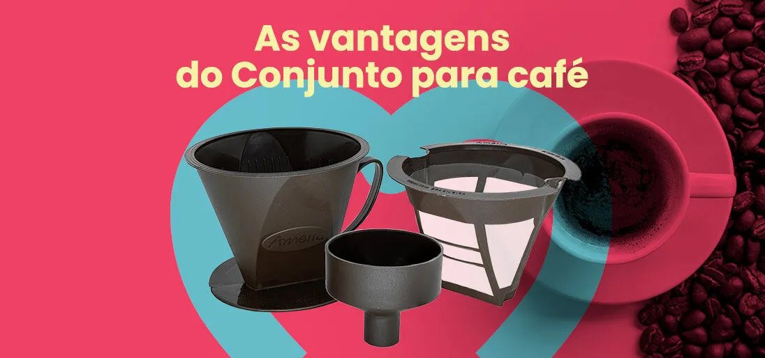 Descubra as vantagens do kit café com suporte, filtro permanente e adaptador.