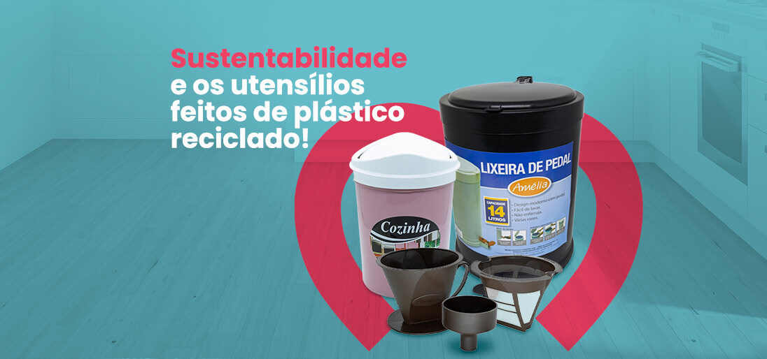 Sustentabilidade utensílios de plástico reciclado